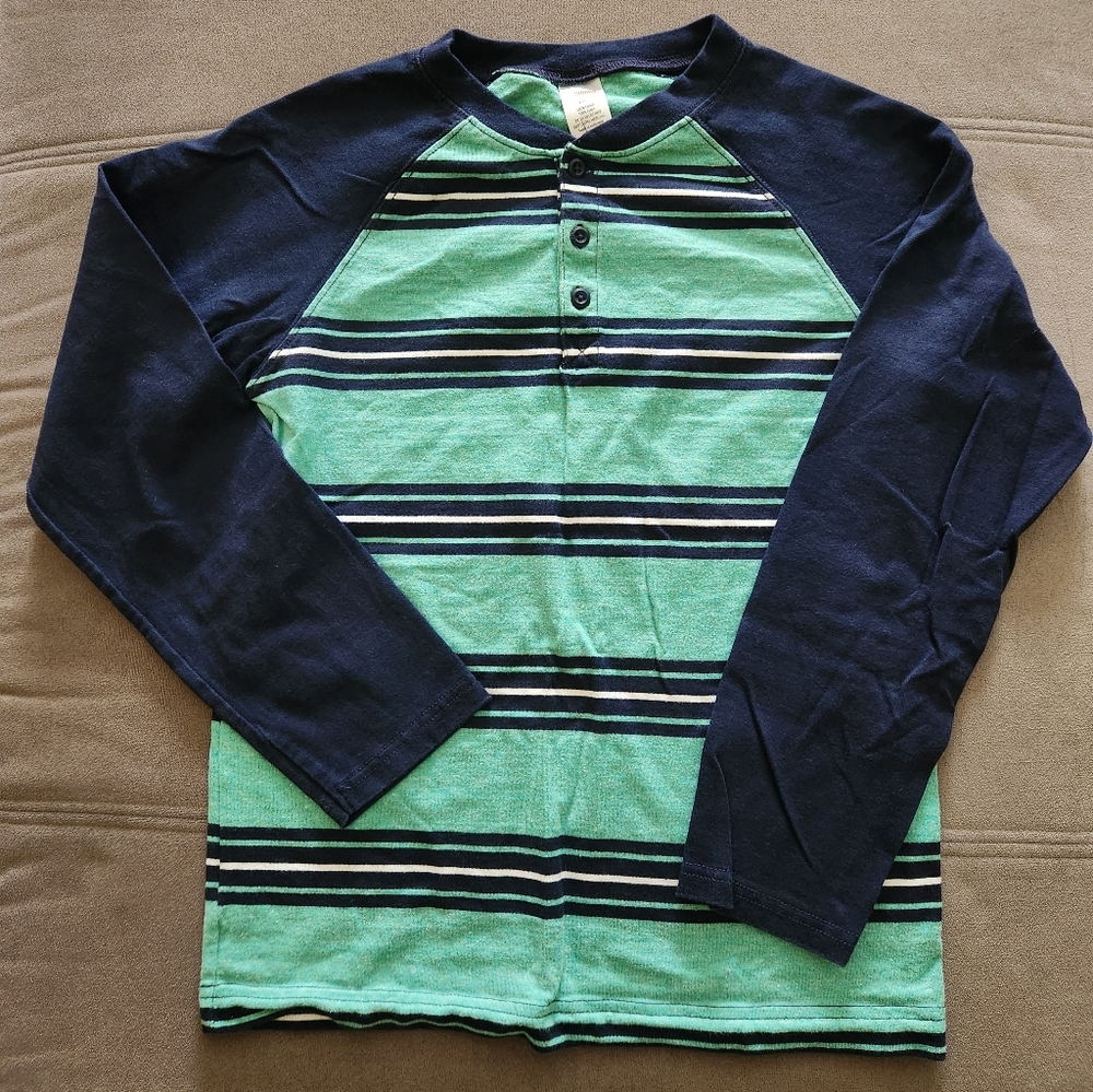 Gymboree Raglan Long Sleeve Tee - BLUE/GREEN ~SIZE 10